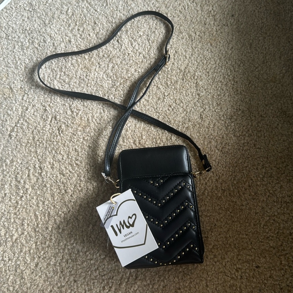 Vegan black and gold two pouch, NWT cross body